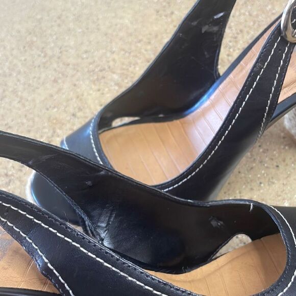 Gianni Bini Black Leather & Jute Slingback High Heeled Sandals sz 7 - Picture 9 of 13